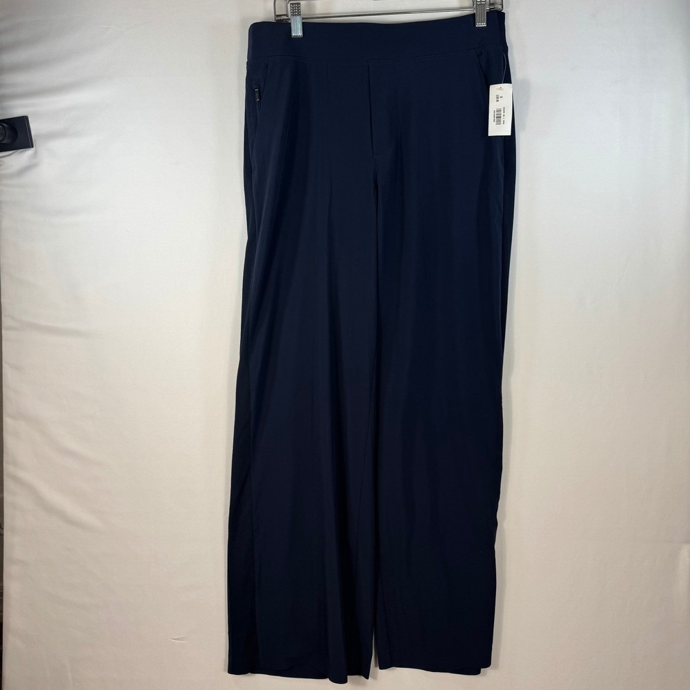 Athleta Navy Blue Wide Leg Trousers Performance Stretch Pants Womens Size 10